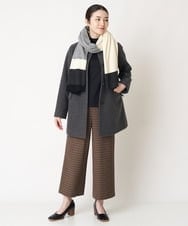 NR3AW05120 GIANNI LO GIUDICE(小さいサイズ)(メゾン ドゥ サンク) カラーブロック大判ストール ブラック・ホワイト系