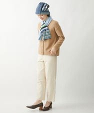 NR3AW09120 GIANNI LO GIUDICE(小さいサイズ)(メゾン ドゥ サンク) ランダムボーダーニットマフラー ベージュ系
