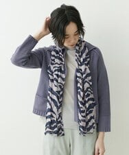 NR3ET06110 GIANNI LO GIUDICE(小さいサイズ)(メゾン ドゥ サンク) ゼブラ柄ワッシャー加工ストール チャコールグレー×オフホワイト