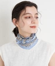 NR3EU80080 GIANNI LO GIUDICE(小さいサイズ)(メゾン ドゥ サンク) コモンプリントプリーツスカーフ ライトブルー系