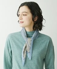 NR3EU80080 GIANNI LO GIUDICE(小さいサイズ)(メゾン ドゥ サンク) コモンプリントプリーツスカーフ ライトブルー系