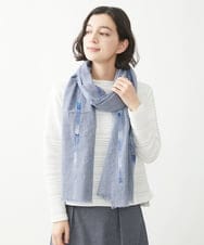 NR3EW01190 GIANNI LO GIUDICE(小さいサイズ)(メゾン ドゥ サンク) インド刺繍コットンストール ライトブルー