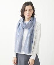 NR3EW01190 GIANNI LO GIUDICE(小さいサイズ)(メゾン ドゥ サンク) インド刺繍コットンストール ライトブルー