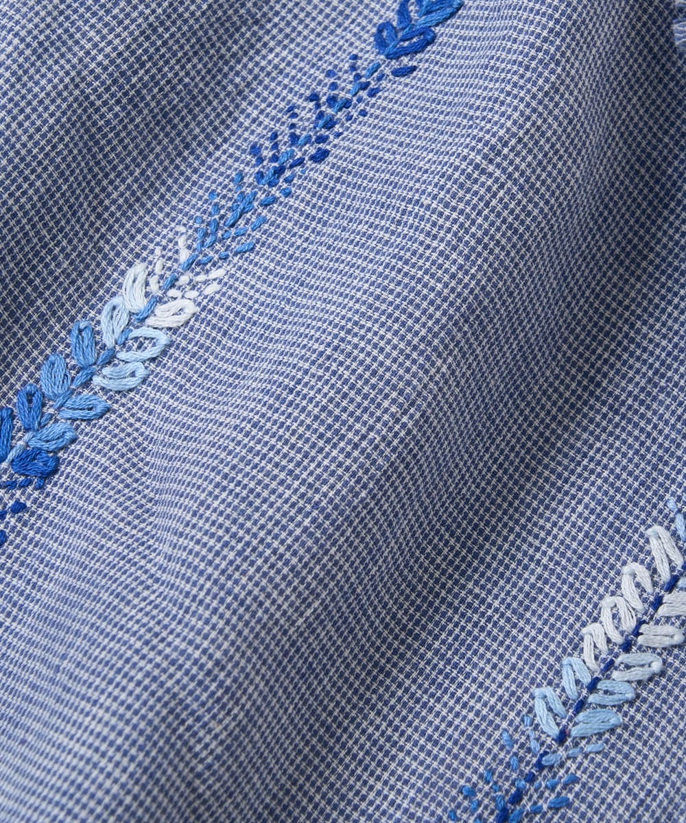 NR3EW01190 GIANNI LO GIUDICE(小さいサイズ)(メゾン ドゥ サンク) インド刺繍コットンストール ライトブルー