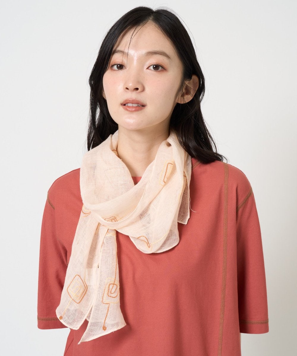 NR3GE46080 GIANNI LO GIUDICE(小さいサイズ)(メゾン ドゥ サンク) ドットエンブロイダリーストール オレンジ