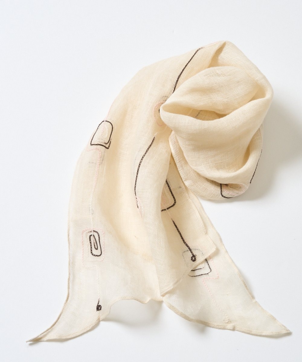 NR3GE46080 GIANNI LO GIUDICE(小さいサイズ)(メゾン ドゥ サンク) ドットエンブロイダリーストール アイボリー