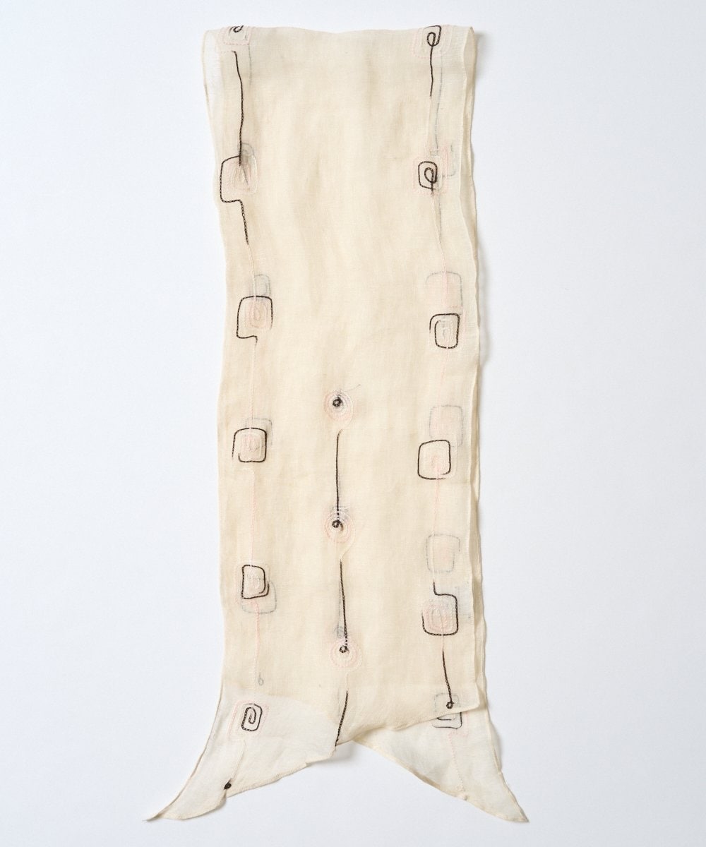 NR3GE46080 GIANNI LO GIUDICE(小さいサイズ)(メゾン ドゥ サンク) ドットエンブロイダリーストール アイボリー