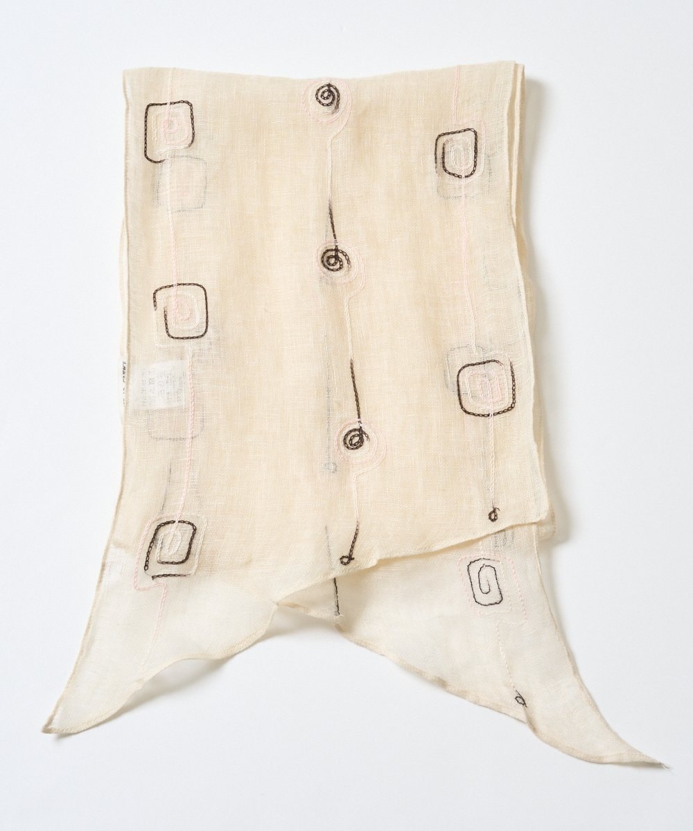 NR3GE46080 GIANNI LO GIUDICE(小さいサイズ)(メゾン ドゥ サンク) ドットエンブロイダリーストール アイボリー