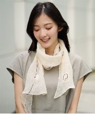 NR3GE46080 GIANNI LO GIUDICE(小さいサイズ)(メゾン ドゥ サンク) ドットエンブロイダリーストール アイボリー