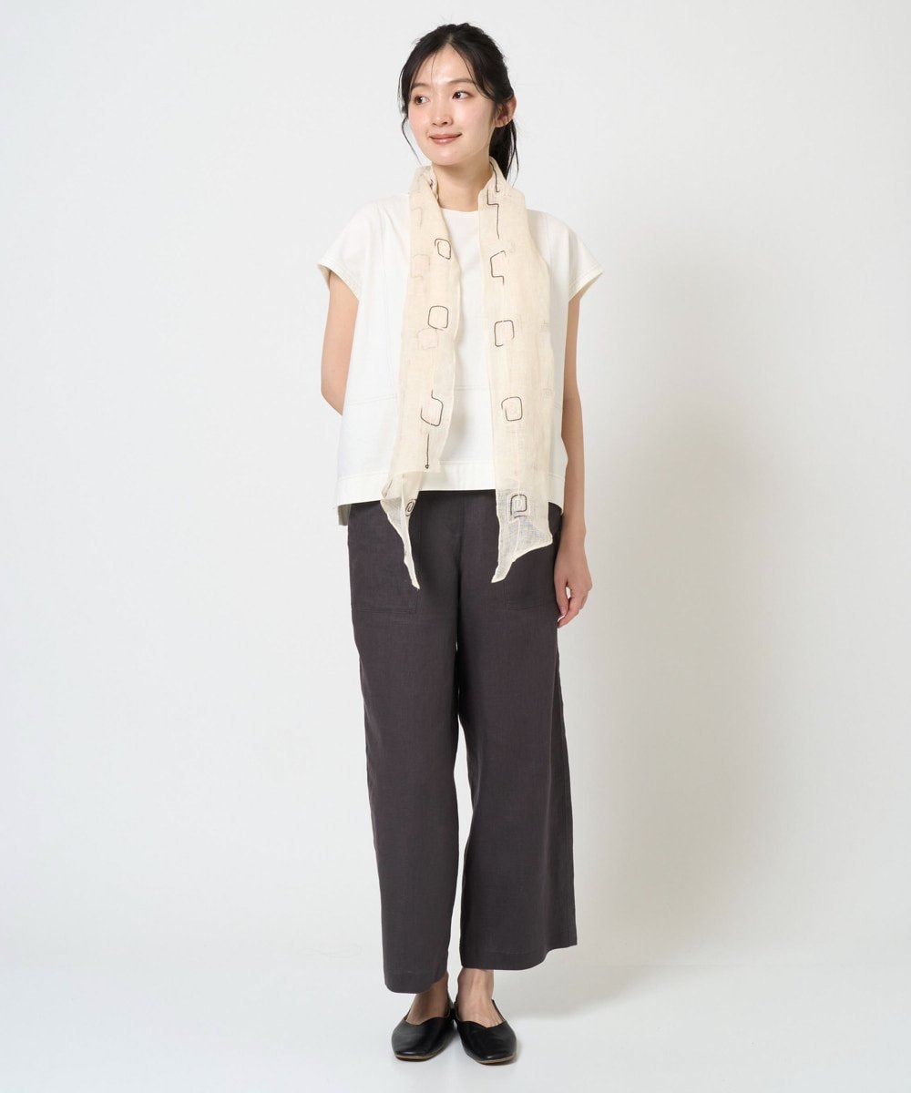 NR3GE46080 GIANNI LO GIUDICE(小さいサイズ)(メゾン ドゥ サンク) ドットエンブロイダリーストール アイボリー