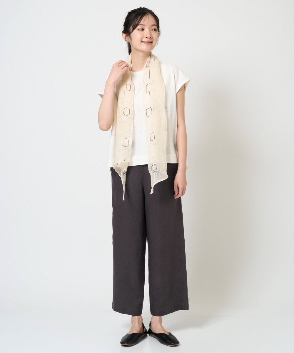 NR3GE46080 GIANNI LO GIUDICE(小さいサイズ)(メゾン ドゥ サンク) ドットエンブロイダリーストール アイボリー