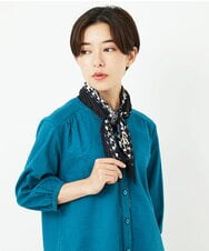 NR3JB01080 GIANNI LO GIUDICE(小さいサイズ)(メゾン ドゥ サンク) パターンMIXプリーツプチスカーフ ブラック系