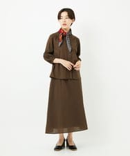 NR3JB02080 GIANNI LO GIUDICE(小さいサイズ)(メゾン ドゥ サンク) ストライプ幾何プリーツプチスカーフ ライトグレー系