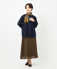 NR3JB02080 GIANNI LO GIUDICE(小さいサイズ)(メゾン ドゥ サンク) ストライプ幾何プリーツプチスカーフ ライトグレー系