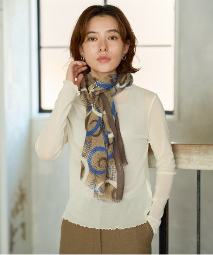 NR3JD04140 GIANNI LO GIUDICE(小さいサイズ) サークルドットプリントスカーフ