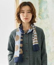 NR3JD06080 GIANNI LO GIUDICE(小さいサイズ)(メゾン ドゥ サンク) ドットフラワーストール ネイビー系