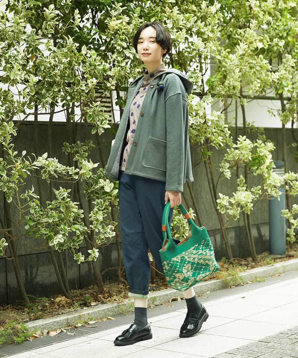 NR5AE11090 GIANNI LO GIUDICE(小さいサイズ)(メゾン ドゥ サンク) ニットバッグ グリーン