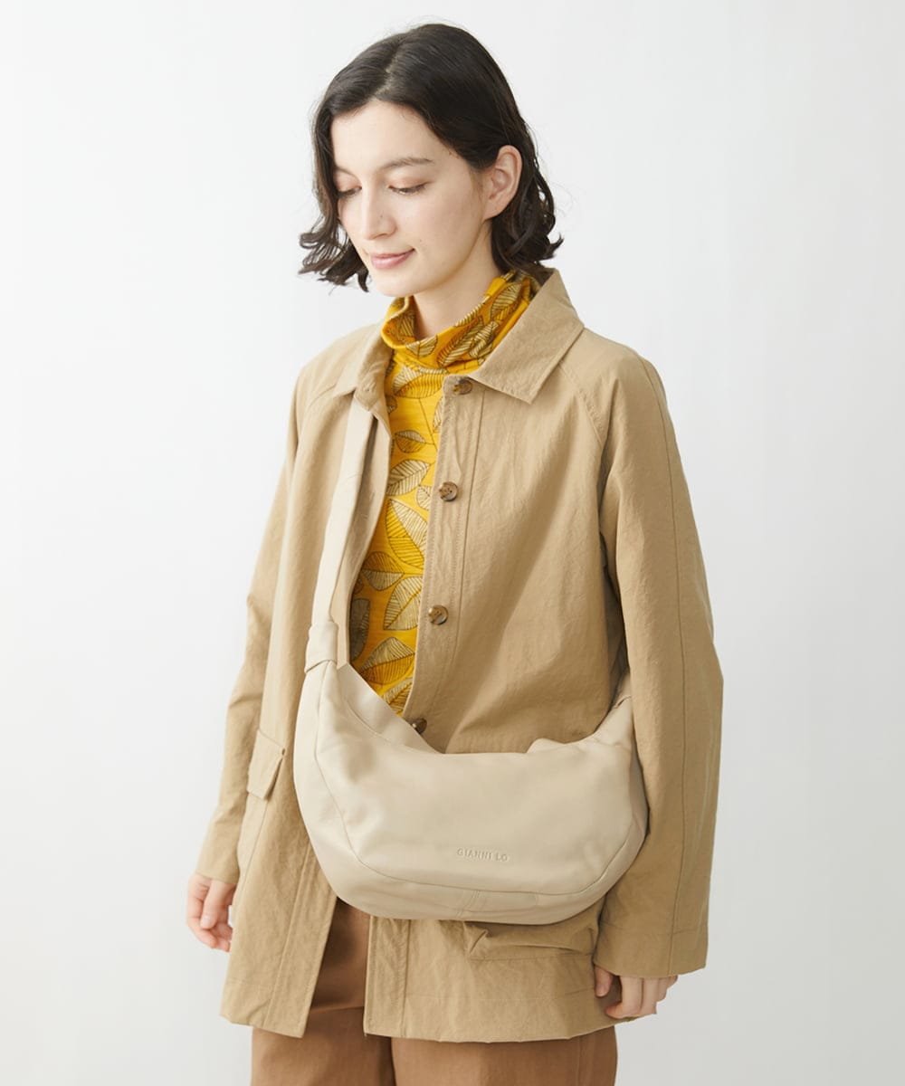 NR5AV02150 GIANNI LO GIUDICE(小さいサイズ)(メゾン ドゥ サンク) シープレザー三日月型ショルダーバッグ ベージュ