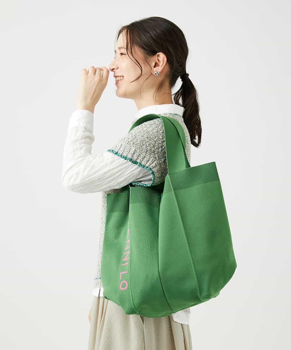 NR5ED03080 GIANNI LO GIUDICE(小さいサイズ)(メゾン ドゥ サンク) ロゴニットバッグ ブルー