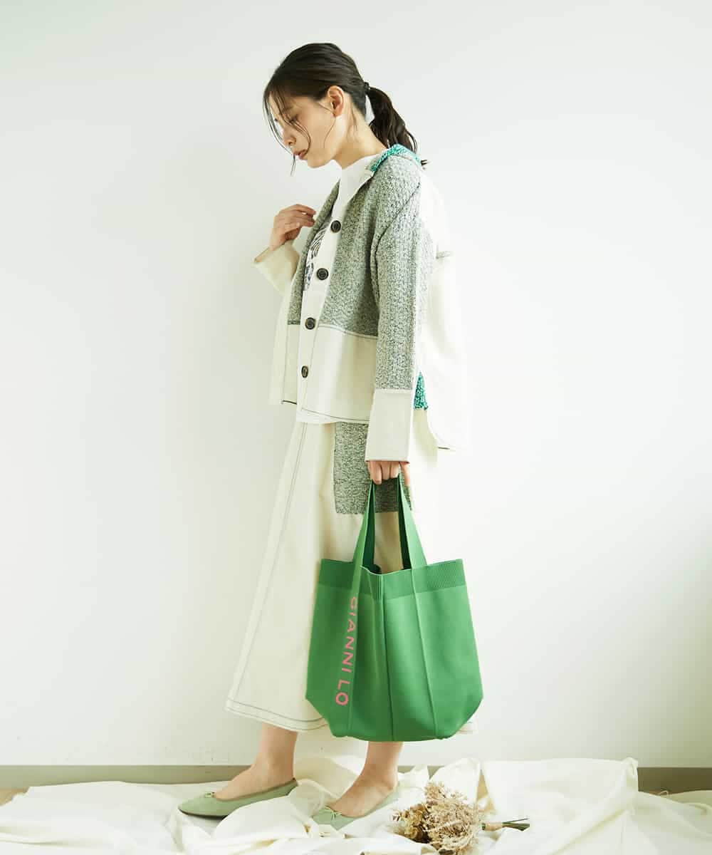 NR5ED03080 GIANNI LO GIUDICE(小さいサイズ)(メゾン ドゥ サンク) ロゴニットバッグ ブルー