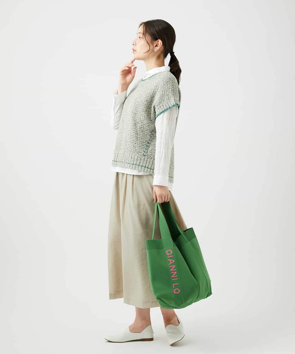 NR5ED03080 GIANNI LO GIUDICE(小さいサイズ)(メゾン ドゥ サンク) ロゴニットバッグ ブルー