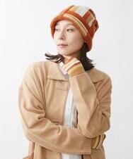 NR7AW09130 GIANNI LO GIUDICE(小さいサイズ)(メゾン ドゥ サンク) ランダムボーダーニットキャップ オレンジ系