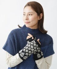 NR8AW10090 GIANNI LO GIUDICE(小さいサイズ)(メゾン ドゥ サンク) ホーリーニットフィンガーレスグローブ ブラック