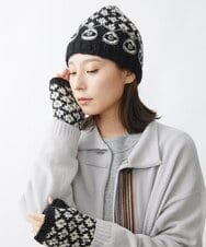 NR8AW10090 GIANNI LO GIUDICE(小さいサイズ)(メゾン ドゥ サンク) ホーリーニットフィンガーレスグローブ ブラック