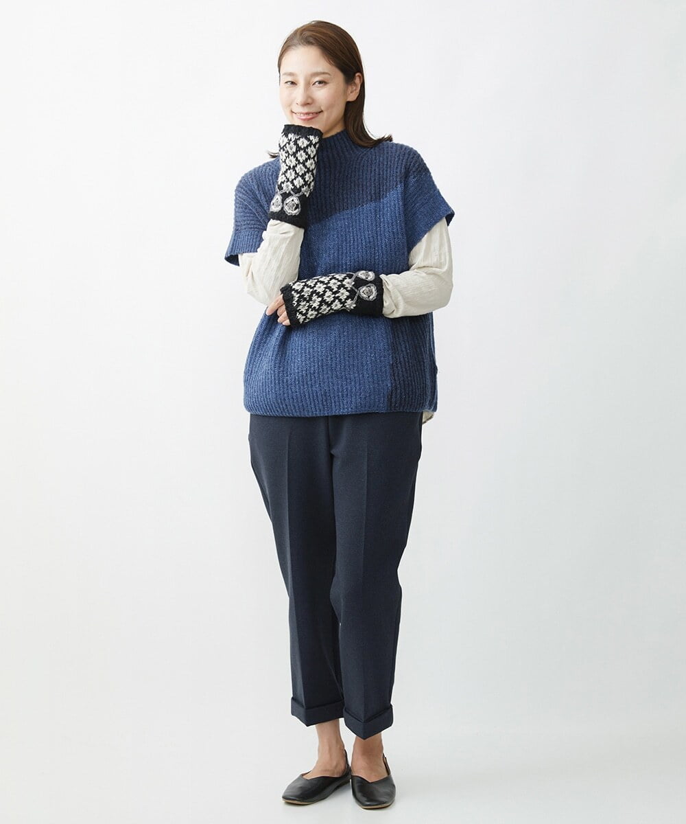 NR8AW10090 GIANNI LO GIUDICE(小さいサイズ)(メゾン ドゥ サンク) ホーリーニットフィンガーレスグローブ ブラック