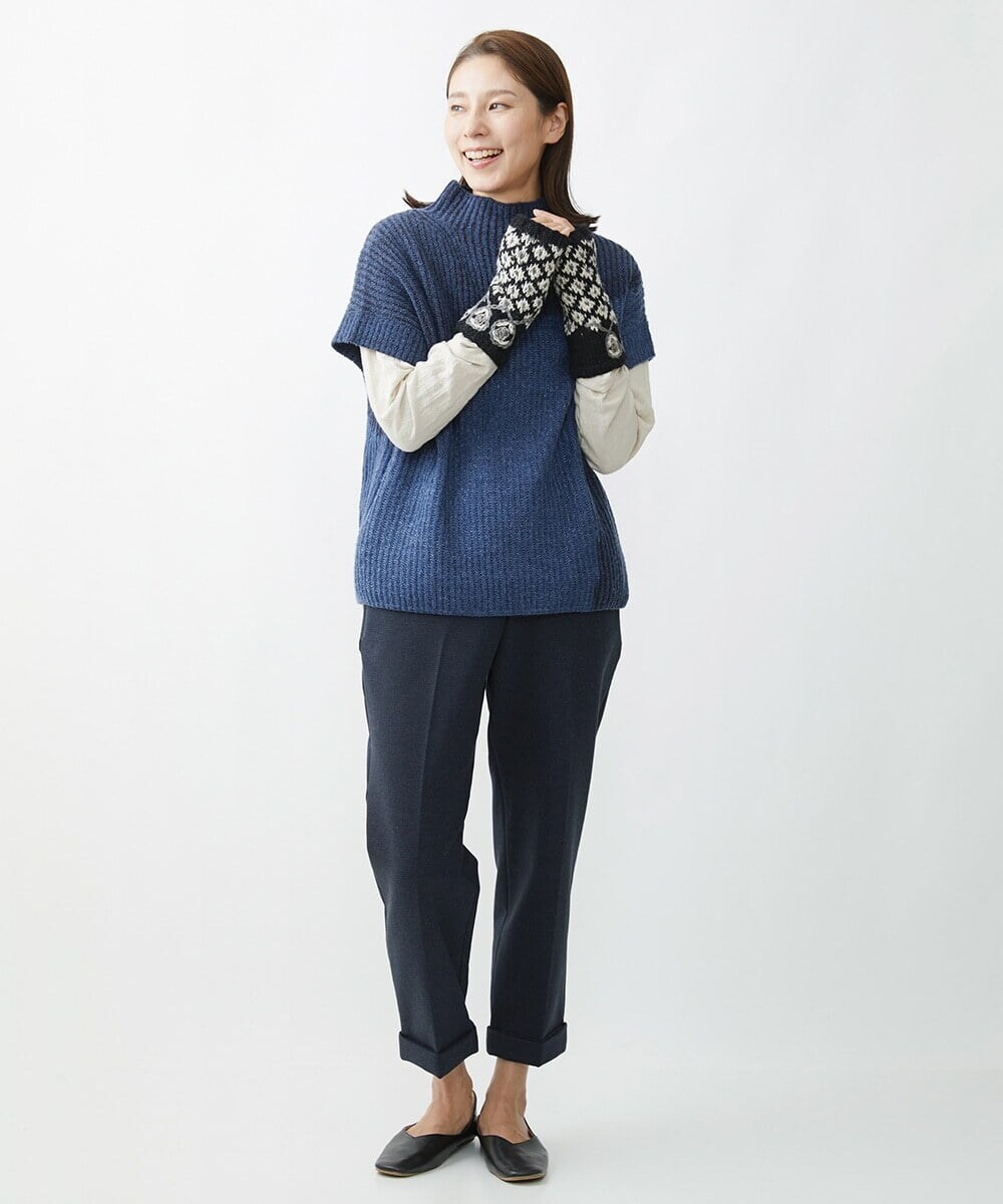 NR8AW10090 GIANNI LO GIUDICE(小さいサイズ)(メゾン ドゥ サンク) ホーリーニットフィンガーレスグローブ ブラック