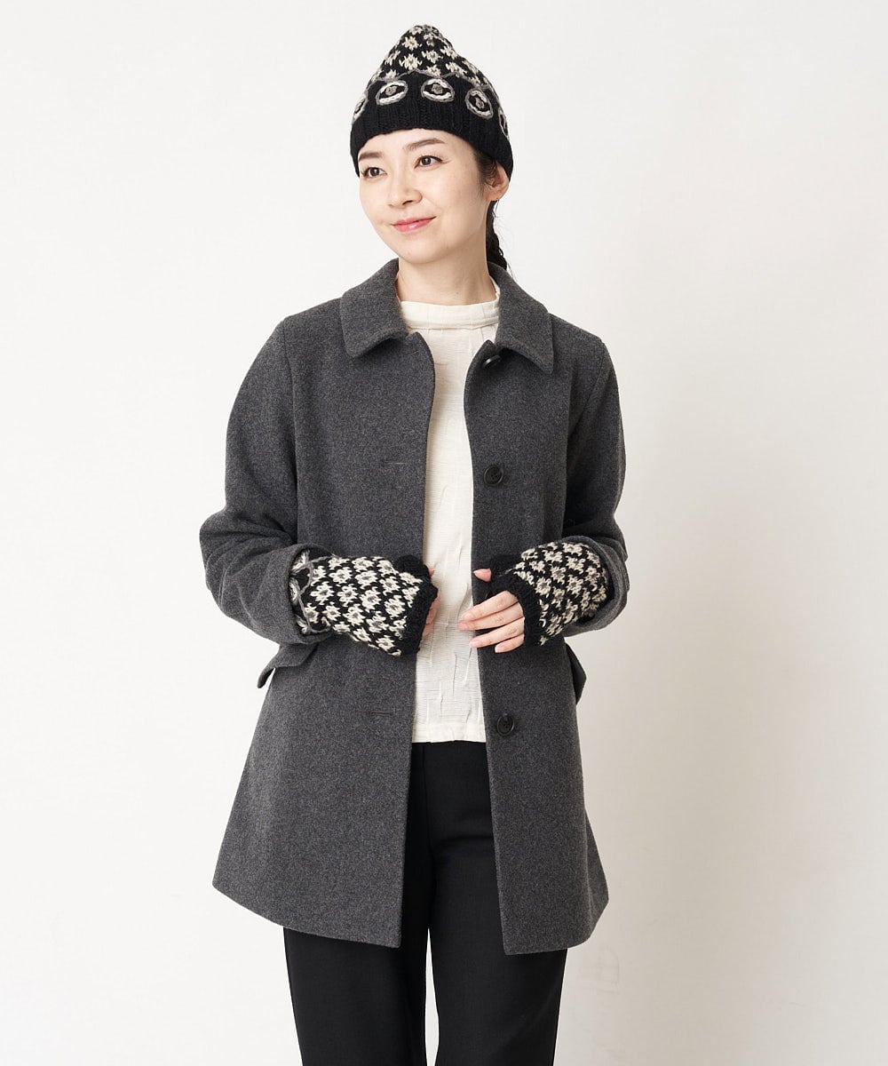 NR8AW10090 GIANNI LO GIUDICE(小さいサイズ)(メゾン ドゥ サンク) ホーリーニットフィンガーレスグローブ ブラック