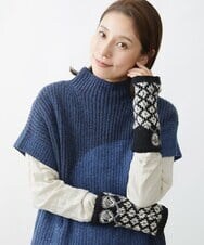 NR8AW10090 GIANNI LO GIUDICE(小さいサイズ)(メゾン ドゥ サンク) ホーリーニットフィンガーレスグローブ ブラック