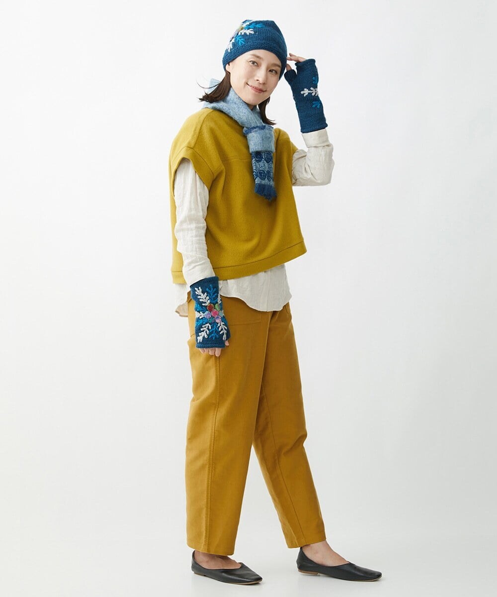 NR8AW11090 GIANNI LO GIUDICE(小さいサイズ)(メゾン ドゥ サンク) スノークリスタルフィンガーレスグローブ ブルー系