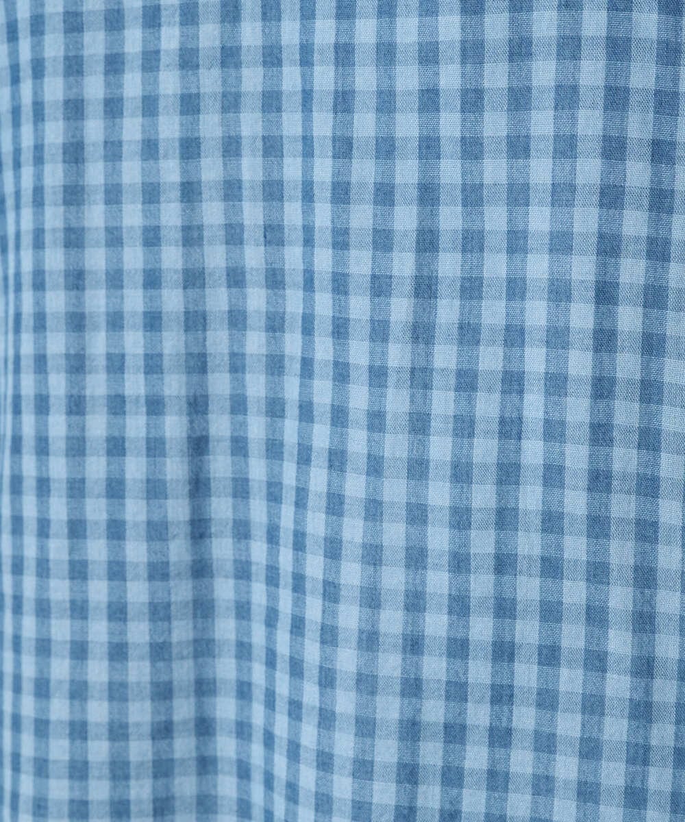 NSBJC94330 Maison de CINQ(メゾン ドゥ サンク) チェック柄バックギャザーデザインシャツ ライトブルー