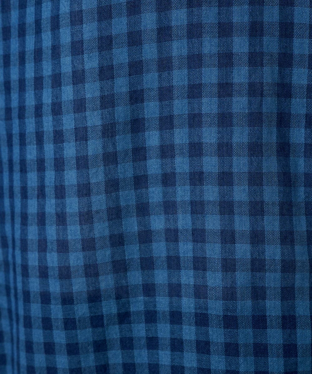 NSBJC94330 Maison de CINQ(メゾン ドゥ サンク) チェック柄バックギャザーデザインシャツ ライトブルー