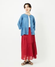 NSBJC94330 Maison de CINQ(メゾン ドゥ サンク) チェック柄バックギャザーデザインシャツ ライトブルー