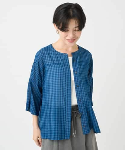 NSBJC94330 Maison de CINQ チェック柄バックギャザーデザインシャツ