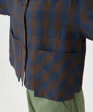 NSBJC95270 Maison de CINQ(メゾン ドゥ サンク) リネンチェックブラウス ブラウン
