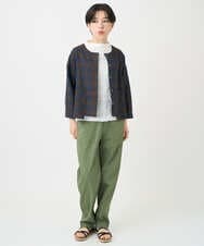 NSBJC95270 Maison de CINQ(メゾン ドゥ サンク) リネンチェックブラウス ブラウン