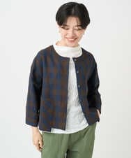 NSBJC95270 Maison de CINQ(メゾン ドゥ サンク) リネンチェックブラウス ブラウン