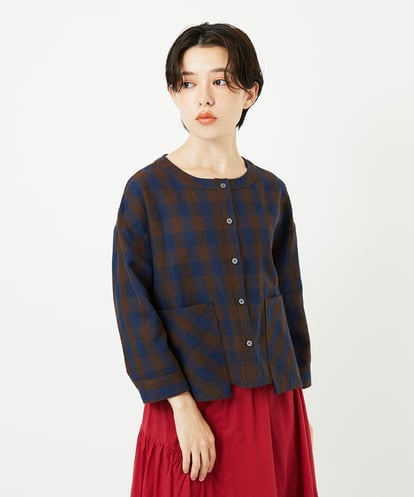 NSBJC95270 Maison de CINQ リネンチェックブラウス