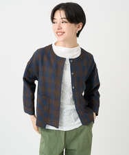 NSBJC95270 Maison de CINQ(メゾン ドゥ サンク) リネンチェックブラウス ブラウン