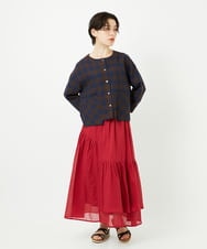 NSBJC95270 Maison de CINQ(メゾン ドゥ サンク) リネンチェックブラウス ブラウン