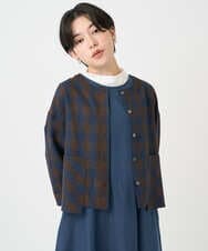 NSBJC95270 Maison de CINQ(メゾン ドゥ サンク) リネンチェックブラウス ブラウン