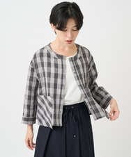 NSBJC95270 Maison de CINQ(メゾン ドゥ サンク) リネンチェックブラウス ブラウン