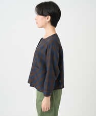 NSBJC95270 Maison de CINQ(メゾン ドゥ サンク) リネンチェックブラウス ブラウン