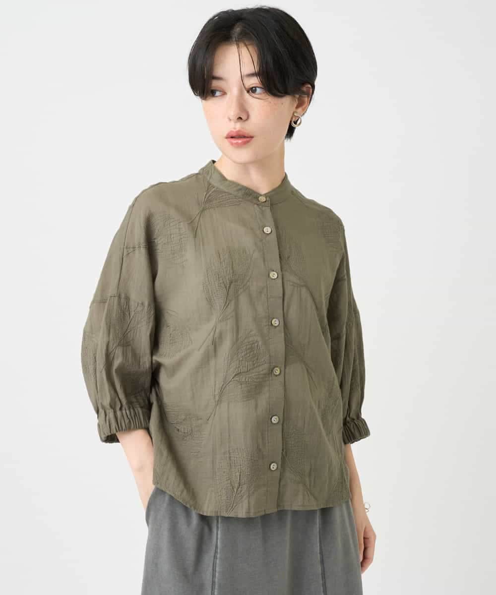 NSBJC96270 Maison de CINQ(メゾン ドゥ サンク) フェザーエンブロイダリーコットンブラウス ベージュ