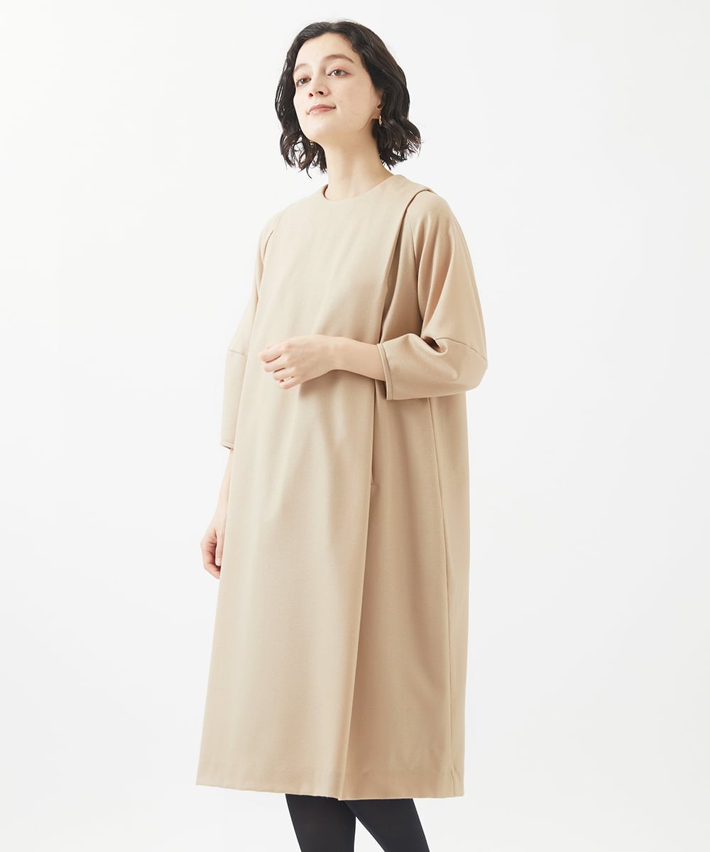 NSEAC90390 GIANNI LO GIUDICE(小さいサイズ)(メゾン ドゥ サンク) ウールジョーゼットワンピース ブラック