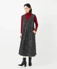 NSEAF85250 Maison de CINQ(メゾン ドゥ サンク) ニットツイードワンピース ダークグレー系