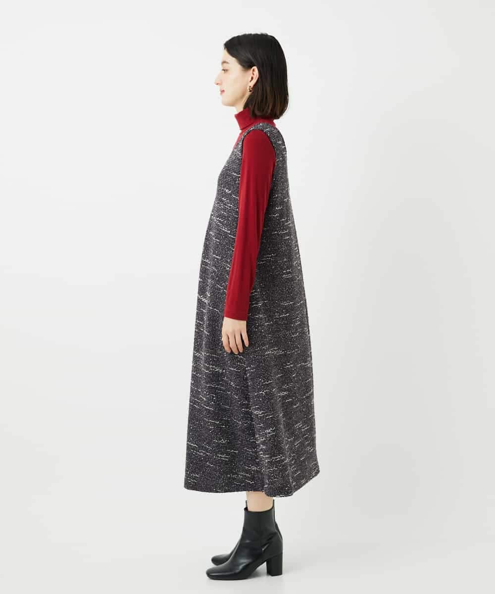NSEAF85250 Maison de CINQ(メゾン ドゥ サンク) ニットツイードワンピース ダークグレー系